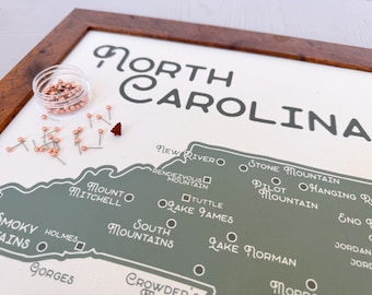 North Carolina State Park Map: Push Pin Adventure Tracker, State Adventures Bucket List, Push Pin Map