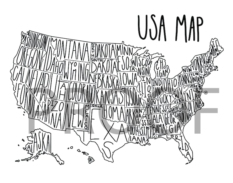 USA Map Printable Homeschool Decor Large Poster Art Print - Etsy