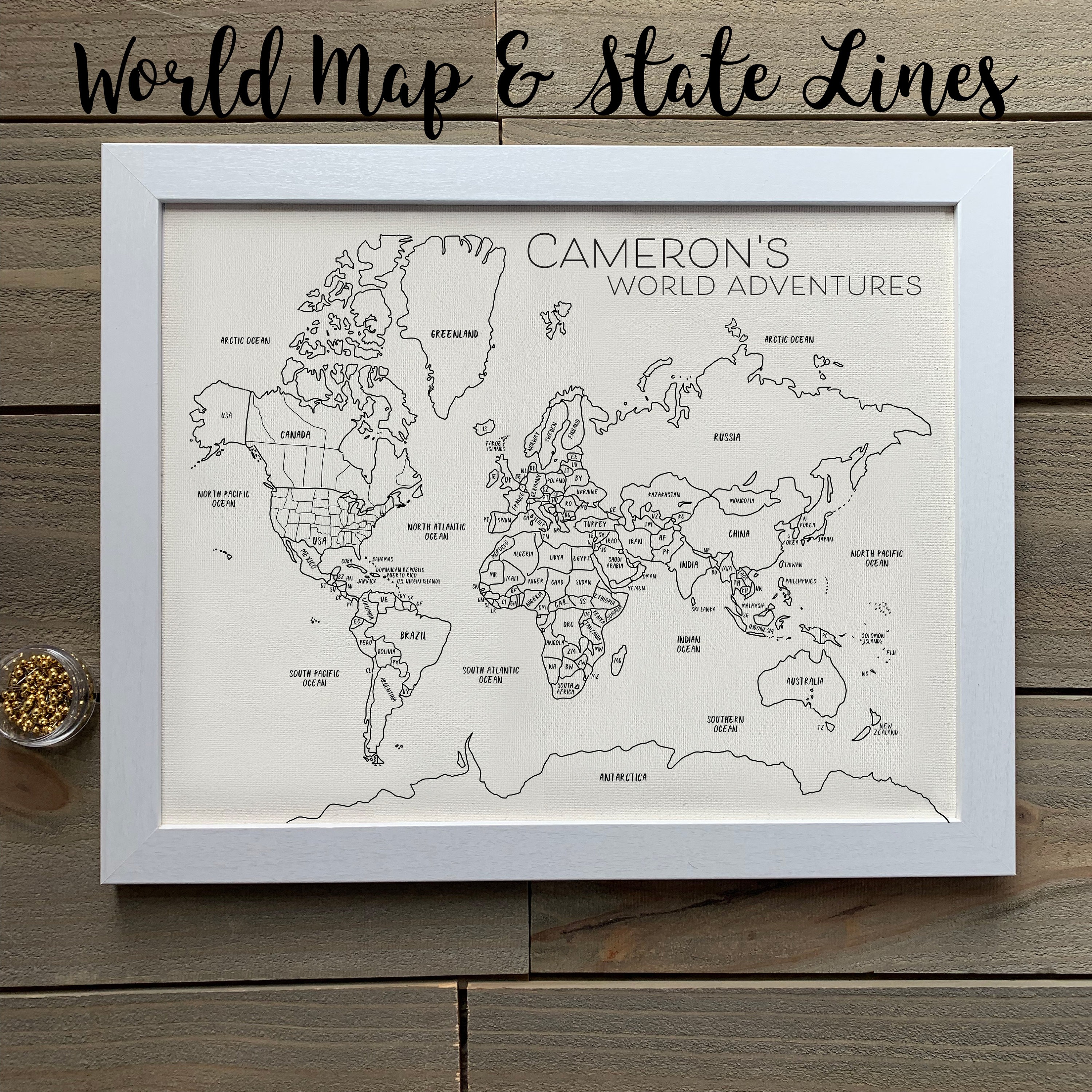 Tableau en Liège Carte du Monde - Amber World