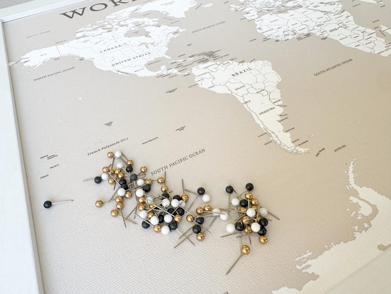 World Push Pin Personalized Map, Custom Push Pin Map for Travels, Retirement Gift for Parents, Travel Bucket list, Gift for Him image 16