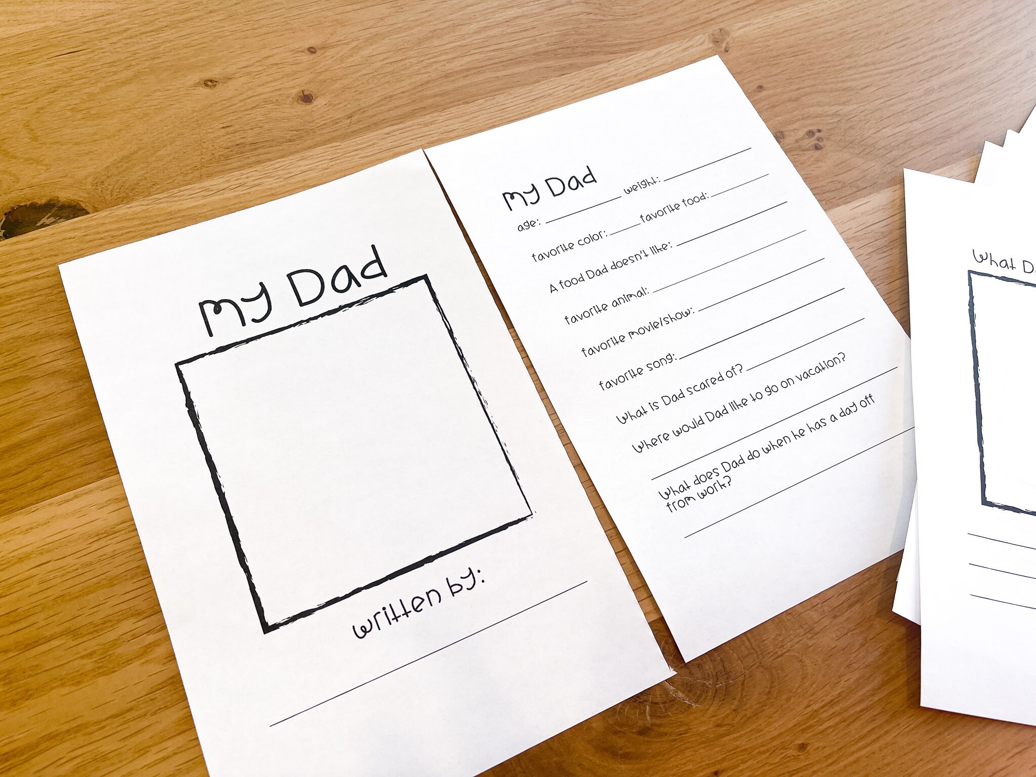 Printable Father's Day Booklet Black and White Draw and | Etsy