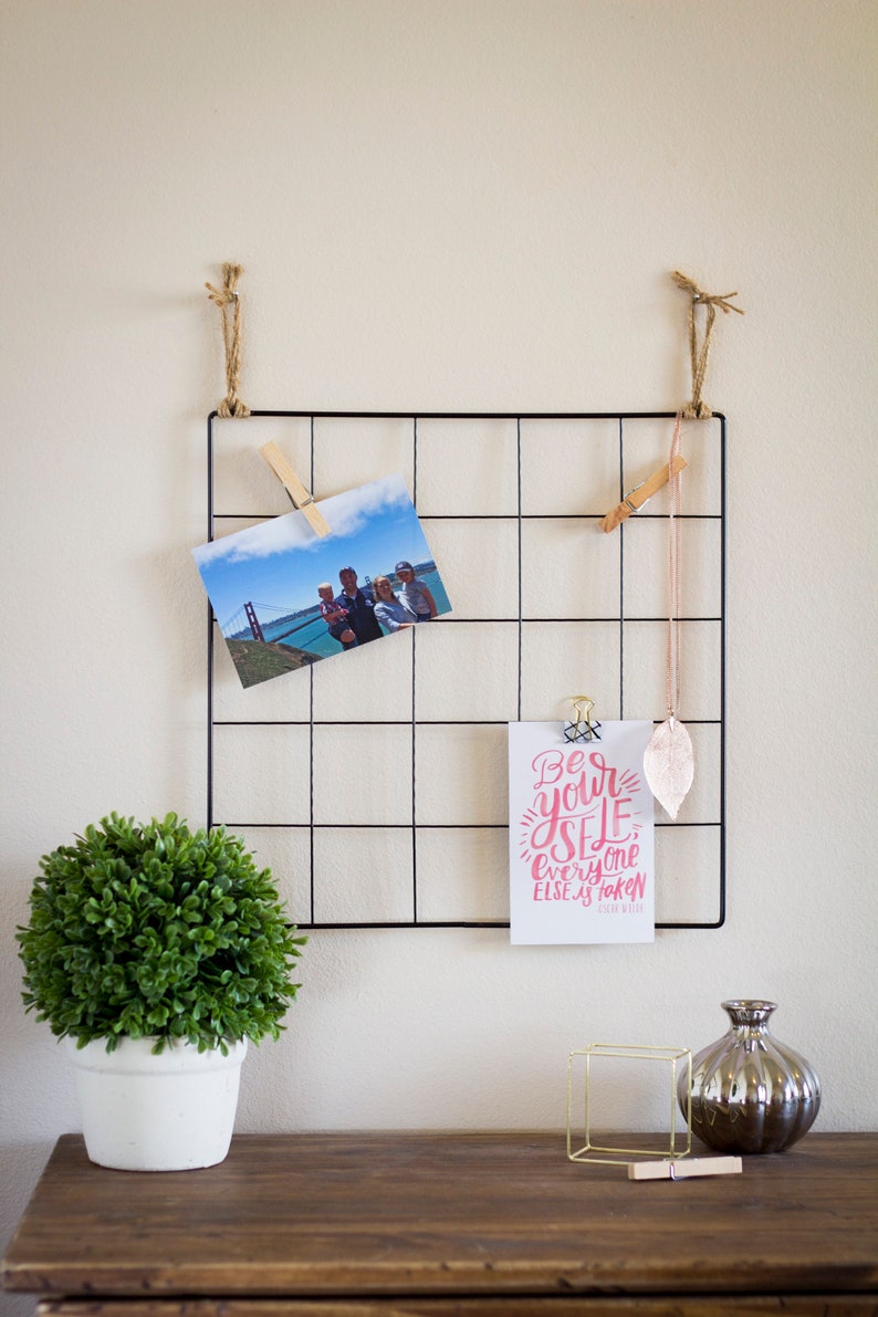 Wire Wall Grid Photo Display College Dorm Decor Graduation Gift Memo Board Vision Student Office Craft Room