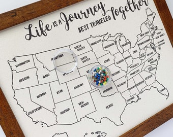 Travel Map with Push Pins to Track Travels, USA Push Pin Map, US Wall Decor United States, Anniversary Cotton Gift, Family Vacation Life RTS