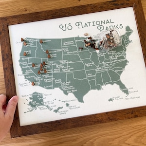 US National Park Push Pin Map, Wooden Tree Pins, Custom Personalized Gift, Personalized Unique Gift for Him, Adventure Travel Map Tracker