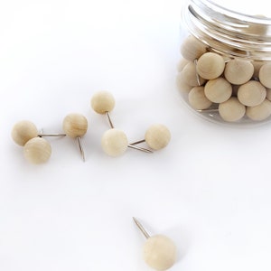 Large Wooden Push Pins for Map, Round Wood Pins, Set of 50, 100 or 200, Natural Raw Wood, Map Pins, 1/4 Pin Heads Tack Board Add On image 6