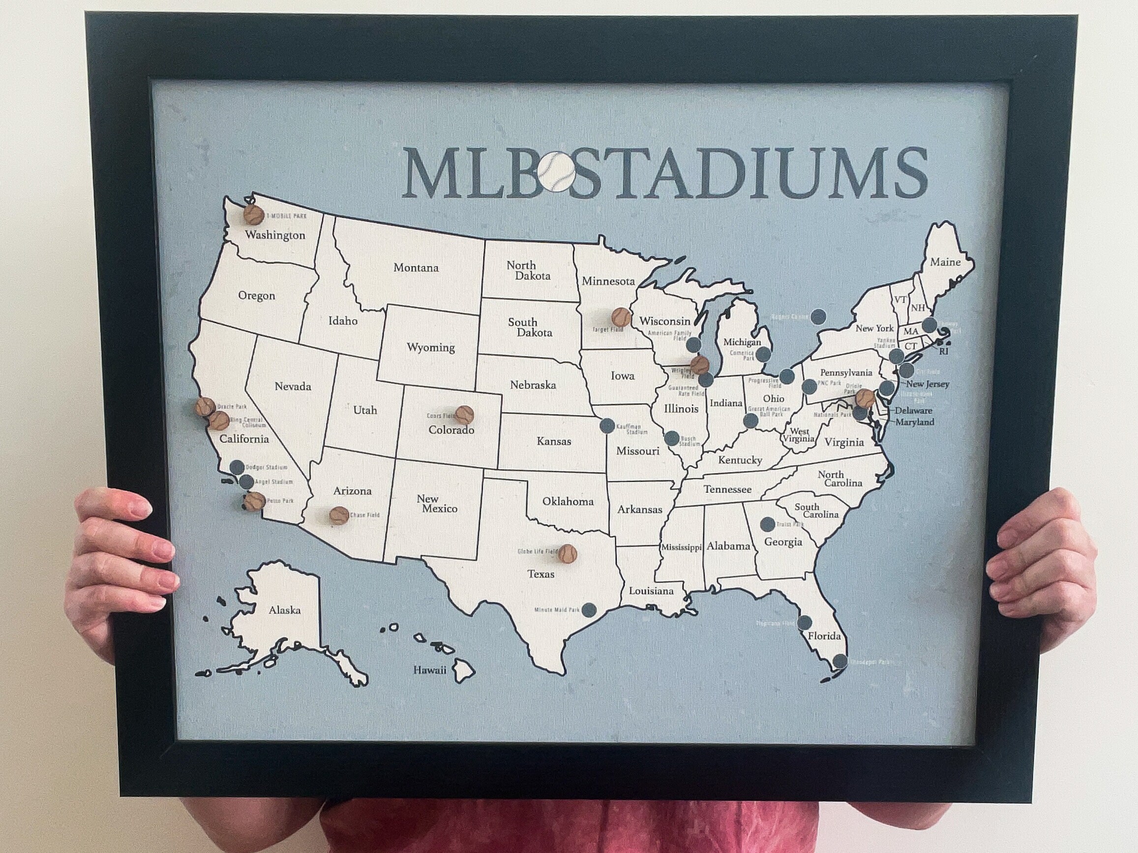 MLB Stadium Push Pin Map: Personalized Baseball Arena