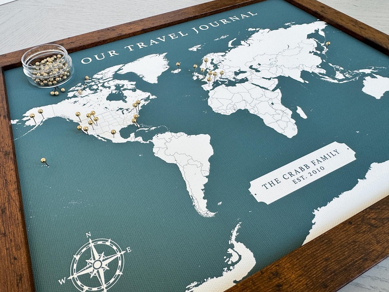 World Push Pin Personalized Map, Custom Push Pin Map for Travels, Retirement Gift for Parents, Travel Bucket list, Gift for Him image 5