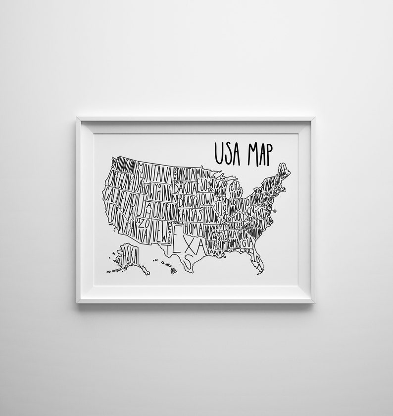 USA Map Printable Homeschool Decor Large Poster Art Print - Etsy