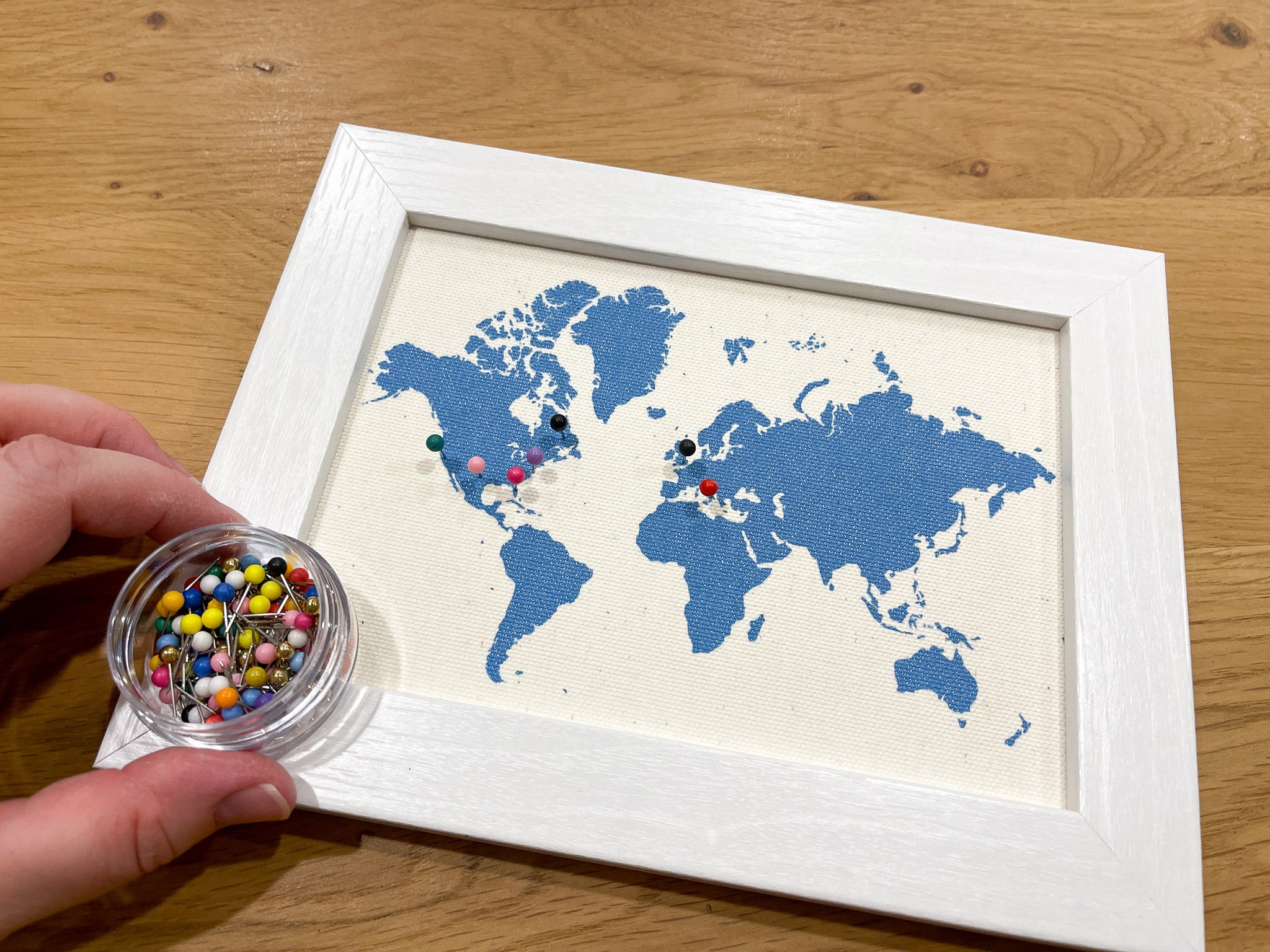 Framed World Map With Push Pins: Personalized Travel Tracker (5x7) Mini ...