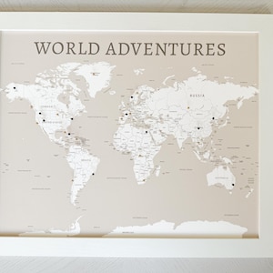 World Push Pin Personalized Map, Custom Push Pin Map for Travels, Retirement Gift for Parents, Travel Bucket list, Gift for Him image 14