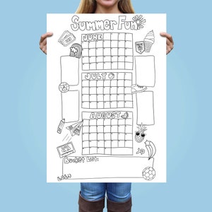 2024 Summer Bucket List, Poster Printed and Shipped, Kid's Summer Break Countdown Coloring Page, Calendar Schedule Poster image 8