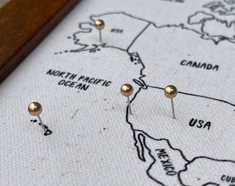 DIY World Travel Push Pin Map, Do It Yourself Kit, Personalized Cotton Anniversary Gift, Travel Tracking Vacations, Valentines Day Gift