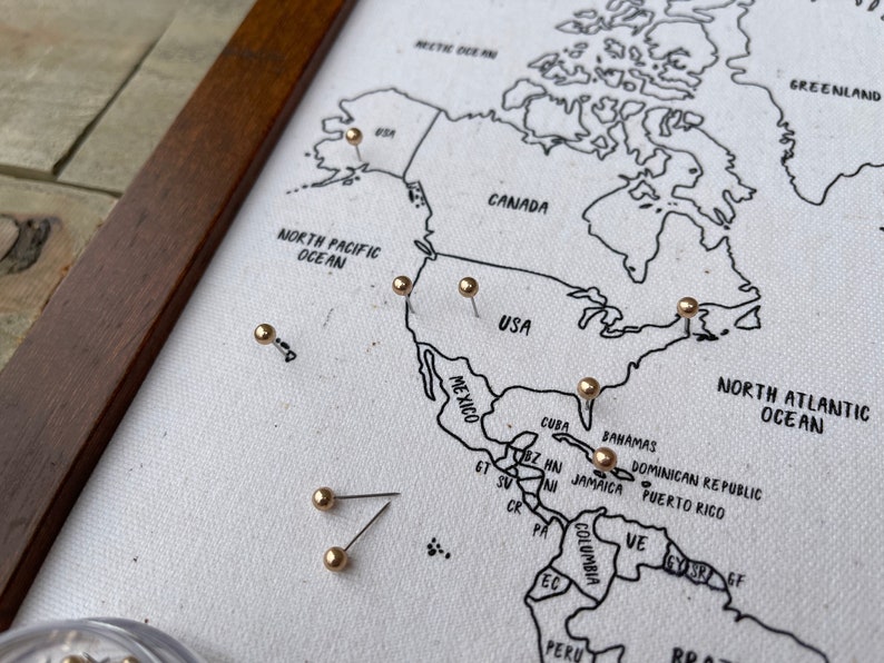 World Push Pin Personalized Map, Custom Push Pin Map for Travels, Anniversary Cotton Gift, Unique Wedding Gift for couple, Globetrotter Gift image 6