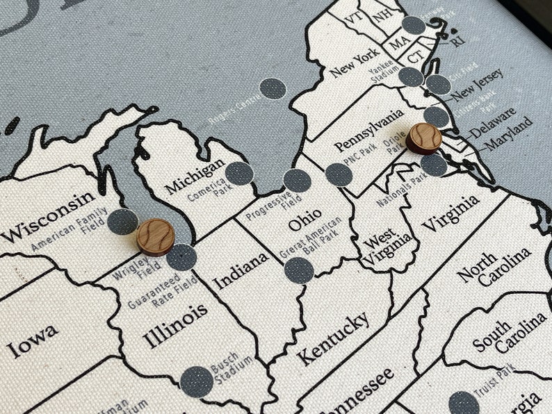 MLB Stadium Push Pin Map: Large Push Pin Map, Personalized Baseball ...