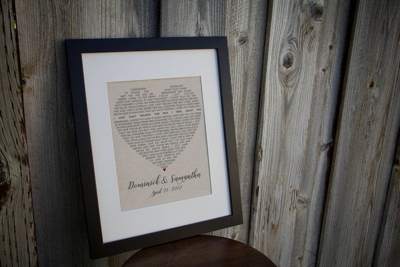 Custom Wedding Gift Wedding Song Lyrics Art Canvas Wedding Etsy