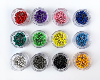 Map Push Pins, Set of 50, 100 or 200, Multi Color, Custom Map Pin Colors, Add On, 1/8" Pin Heads