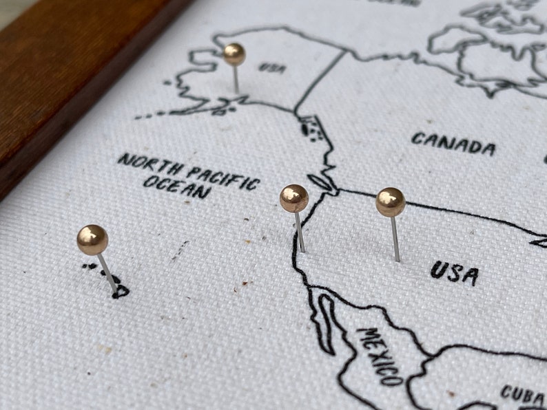 World Push Pin Personalized Map, Custom Push Pin Map, Travel Tracking, Anniversary Cotton Canvas Gift For couple who Travel, Christmas Gift 