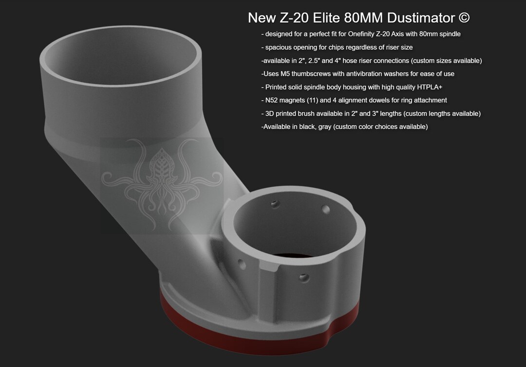 80MM Dustimator © for Onefinity Elite W/ Z-20 Axis- (with Magnetic ...
