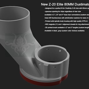 80MM Dustimator © for Onefinity Elite w/ Z-20 Axis- (with magnetic removeable 2&quot; bristles base)