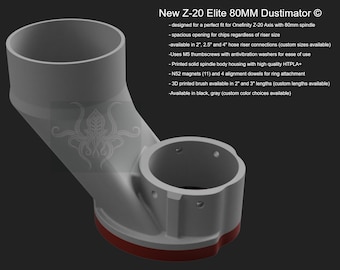 80MM Dustimator © for Onefinity Elite w/ Z-20 Axis- (with magnetic removeable 2" bristles base)