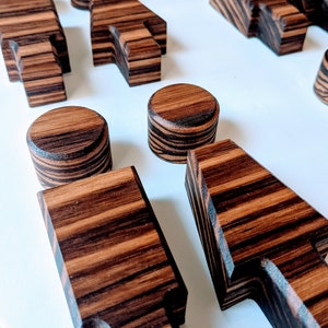 Zebra Wood - Modern Decorative Restroom Sign - (wooden &quot;peoples&quot; in solid Zebra Wood )