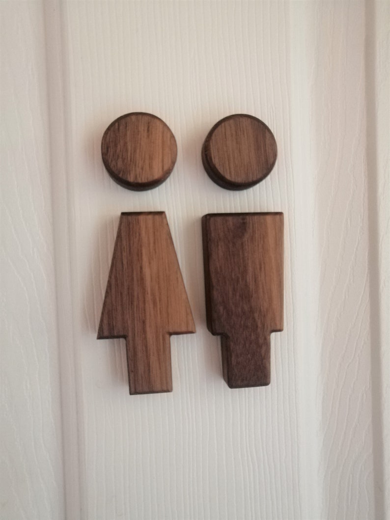 Modern Decorative Restroom Sign wooden peoples Etsy