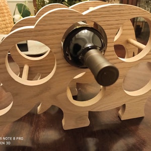 Elephant Wine Holder - holds 5 standard wine bottle up to 3.5&quot; (made of solid 3/4&quot; Oak)