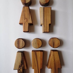 Modern Decorative Restroom Sign - (wooden &quot;peoples&quot; in solid 1&quot; Teak)