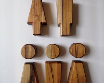 Modern Decorative Restroom Sign - (wooden "peoples" in solid 1" Teak)