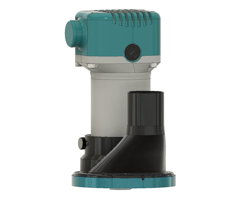 May include: A teal and black electric pump with a round base and a black hose attachment. The pump has a white and gray body with a black switch.