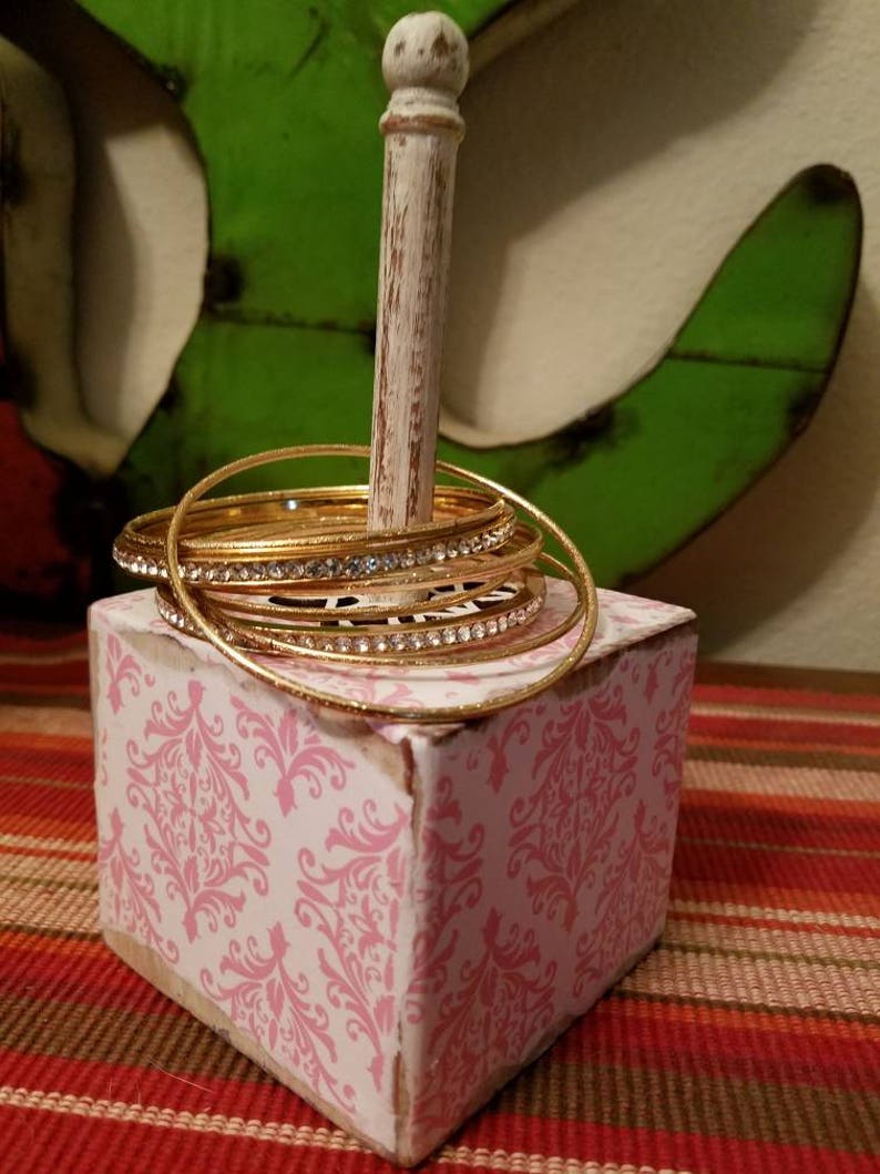Pink and white rustic jewelry holder