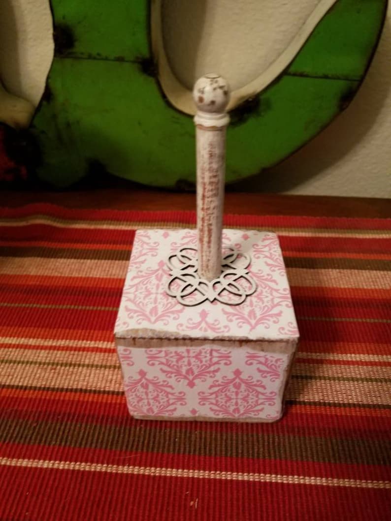 Pink and white rustic jewelry holder