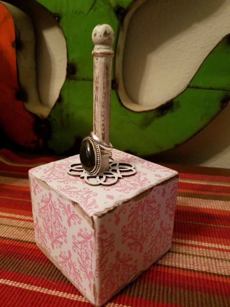 Pink and white rustic jewelry holder