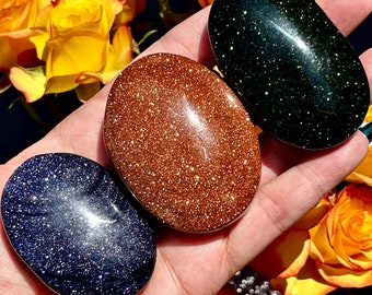 Blue Goldstone Sphere: Sparkling Dark Blue Opaque Goldstone