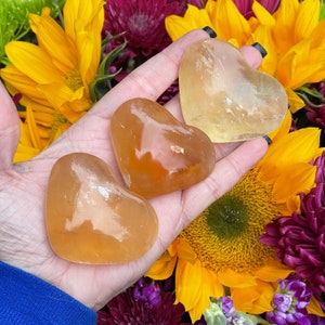 Honey Calcite Heart: Energizing Crystal Gift