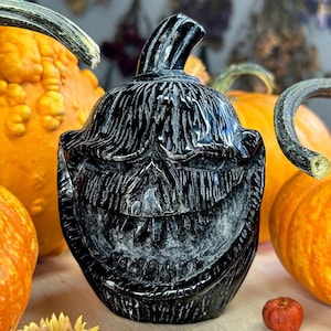 Gold Sheen Obsidian Pumpkin, Jack O&#39;lantern, Fall decor, Autumn decoration, Goth, Spooky, Halloween decor