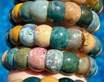 Oceaanjaspis armband stapelbare stretcharmband zomermode