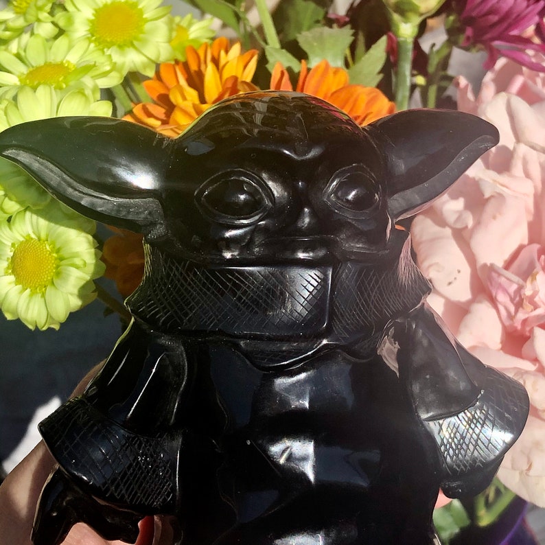 Baby Yoda Crystal Black Obsidian Etsy