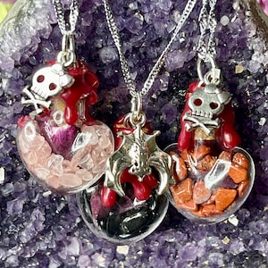 Love Spell Jar Necklace (You Choose) | Valentine&#39;s Day Gift | Gift for Girlfriend | Love | Self Love Gift | Witchy | Goth | Spooky | Amulet