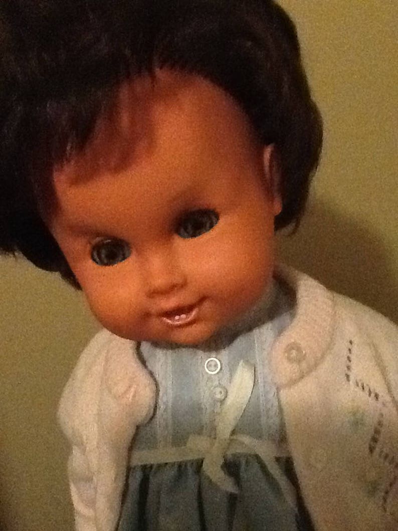 Vintage Large 23 Inch Rubber Doll Rare Collectible Blue Eyed image 1