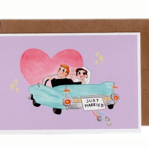 Just Married Tarjeta de Boda de Coche