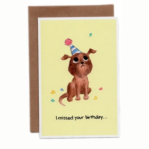 Biglietto di compleanno tardivo Carino cane grifone di Bruxelles