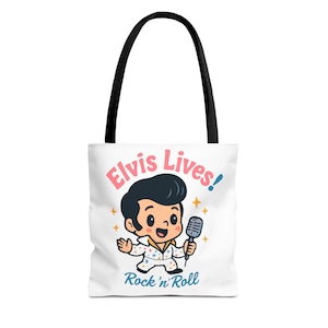 Elvis Lives! Rock n' Roll Tote Bag - Funky Music Lover's Accessory, Gift for Fans, Retro Style, Concert Tote, Spacious Shopping Bag