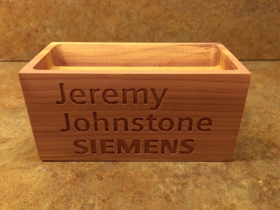 Personalized Bamboo Desk Business Card Holder Etsy