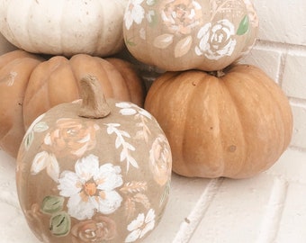 Hand Painted Floral Pumpkins -Craftpaper Pumpkins- Fall Home Decor