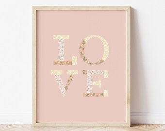 LOVE PRINT/ Digital Download / Printable Art/Floral Print / Wall Art/Nursery Art / Valentine's Art / Home Decor