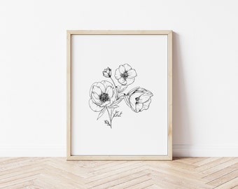 Flower Print | Digital Print| Flower Print | Minimalist | Botanical Print | Flower Art | Line Art | Digital Art