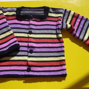 Gilet bébé rayé, tricoté main 100 % coton image 3