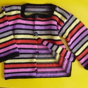 Gilet bébé rayé, tricoté main 100 % coton image 1