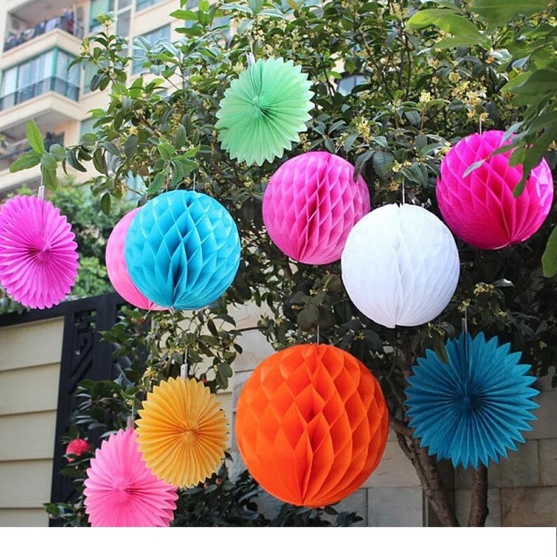 5pcs Lot Diy Tissue Paper Honeycomb Balls Hanging Paper Etsy
